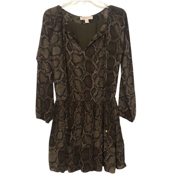 MICHAEL KORS python print pleated peasant dress - Picture 2 of 6